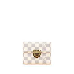 ルイ ヴィトン ダミエ アズール ポルト フォイユ コアラ 三つ折り財布 N60013 ホワイト PVC レディース LOUIS VUITTON 【中古】
