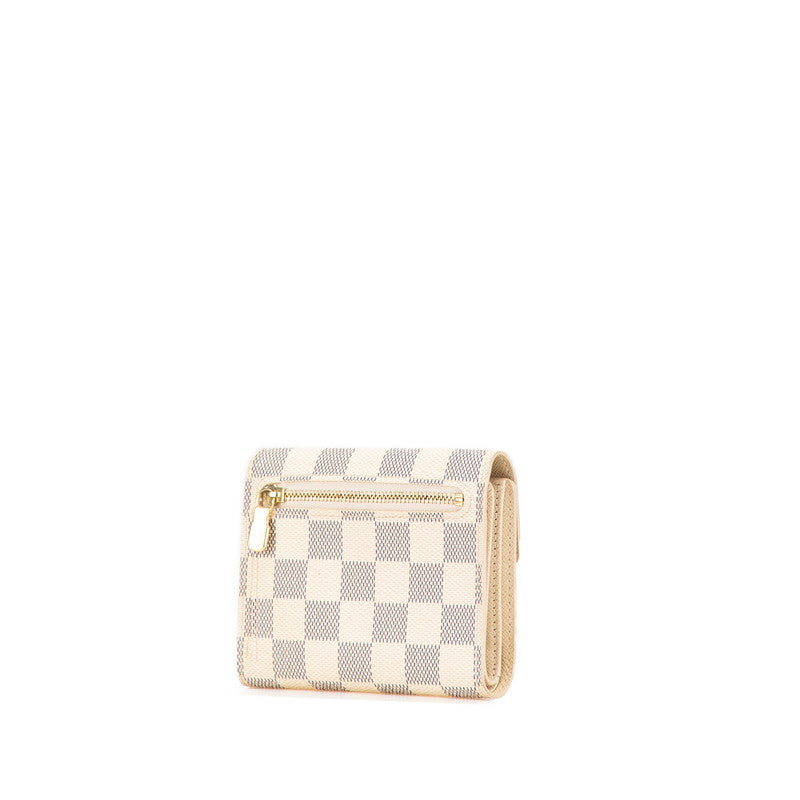 ルイ ヴィトン ダミエ アズール ポルト フォイユ コアラ 三つ折り財布 N60013 ホワイト PVC レディース LOUIS VUITTON 【中古】