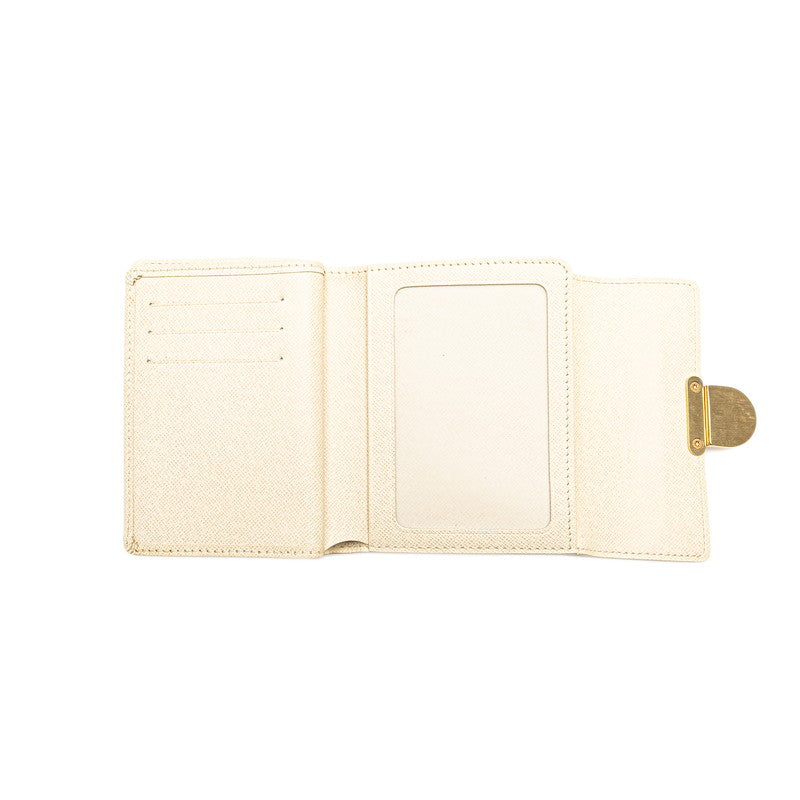 ルイ ヴィトン ダミエ アズール ポルト フォイユ コアラ 三つ折り財布 N60013 ホワイト PVC レディース LOUIS VUITTON 【中古】