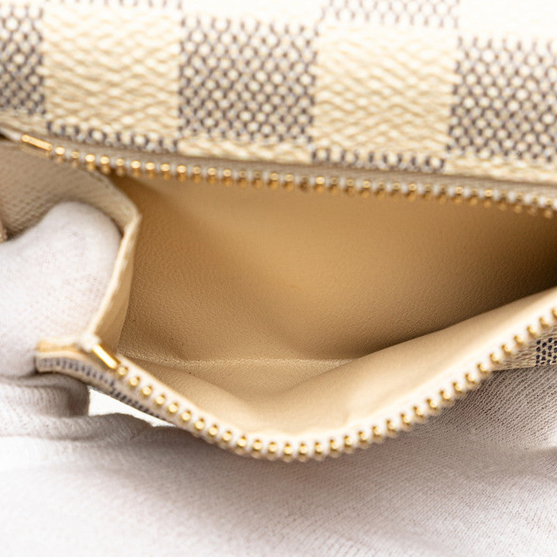 ルイ ヴィトン ダミエ アズール ポルト フォイユ コアラ 三つ折り財布 N60013 ホワイト PVC レディース LOUIS VUITTON 【中古】