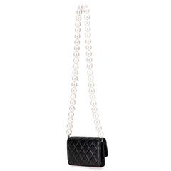 シャネル マトラッセ ココマーク チェーンウォレット 長財布 AP1839 ブラック ラムスキン フェイクパール レディース CHANEL 【中古】