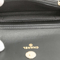 シャネル マトラッセ ココマーク チェーンウォレット 長財布 AP1839 ブラック ラムスキン フェイクパール レディース CHANEL 【中古】