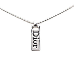 ディオール ヴィンテージ ロゴプレート ネックレス ペンダント シルバー メタル レディース Dior 【中古】