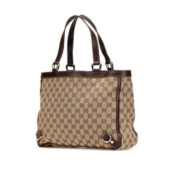 グッチ GGキャンバス ハンドバッグ トートバッグ 170004 ベージュ ブラウン レザー レディース GUCCI 【中古】