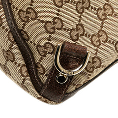 グッチ GGキャンバス ハンドバッグ トートバッグ 170004 ベージュ ブラウン レザー レディース GUCCI 【中古】