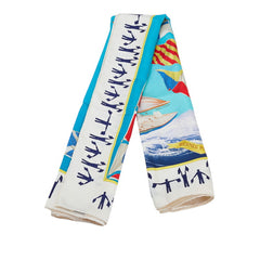 エルメス カレ90 EN COURSE ヨット スカーフ ホワイト マルチカラー シルク レディース HERMES 【中古】