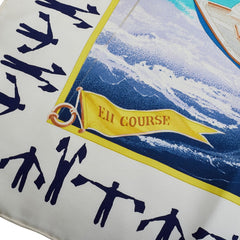 エルメス カレ90 EN COURSE ヨット スカーフ ホワイト マルチカラー シルク レディース HERMES 【中古】