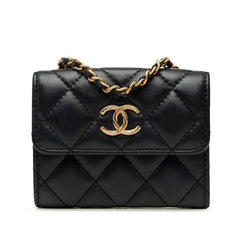シャネル マトラッセ ココマーク ミニ チェーン ショルダーバッグ ブラック ゴールド金具 ラムスキン レディース CHANEL 中古