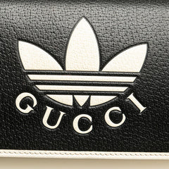 グッチ × adidas アディダス チェーンウォレット ショルダーバッグ 621892 ブラック ホワイト レザー レディース GUCCI 【中古】