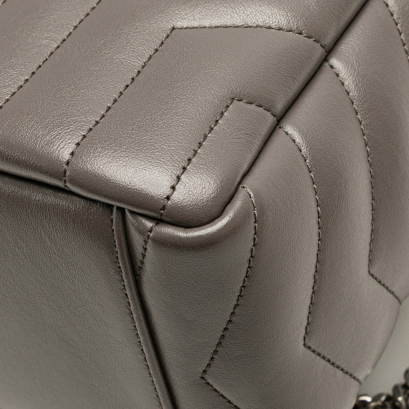 サンローラン ルル Yステッチ チェーン ショルダーバッグ 574102 グレー レザー レディース SAINT LAURENT 【中古】