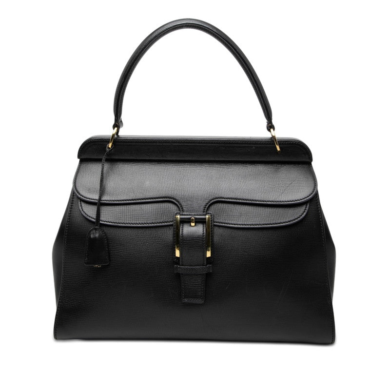 グッチ ロゴ ポーチ付き ハンドバッグ 101671 ブラック レザー レディース GUCCI 【中古】