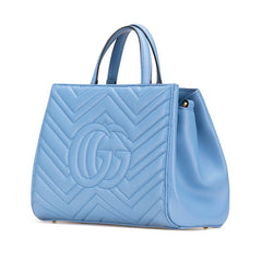 グッチ GGマーモント ハンドバッグ ショルダーバッグ 2WAY 448054 ブルー レザー レディース GUCCI 【中古】