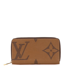 ルイ ヴィトン モノグラム ジャイアント リバース 長財布 ラウンドファスナー M69353 ブラウン PVC レザー レディース LOUIS VUITTON 中古