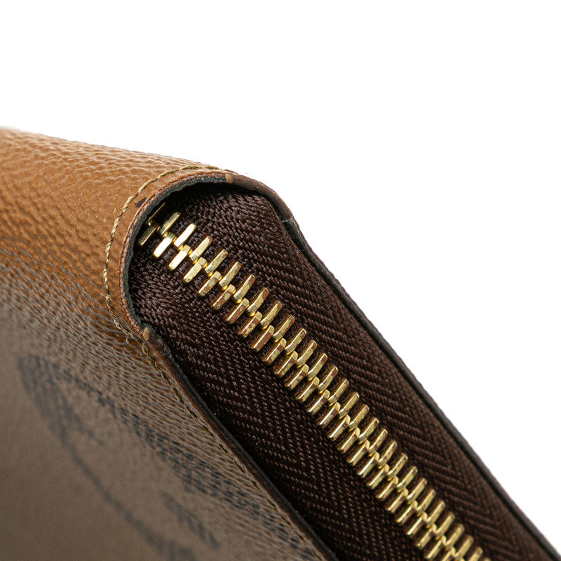 ルイ ヴィトン モノグラム ジャイアント リバース 長財布 ラウンドファスナー M69353 ブラウン PVC レザー レディース LOUIS VUITTON 【中古】