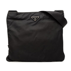 プラダ 三角ロゴプレート ショルダーバッグ ブラック ナイロン レディース PRADA 【中古】