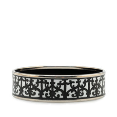 エルメス エマイユGM ガダルキヴィール バングル ブラック シルバー メタル レディース HERMES 【中古】