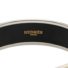 エルメス エマイユGM ガダルキヴィール バングル ブラック シルバー メタル レディース HERMES 【中古】