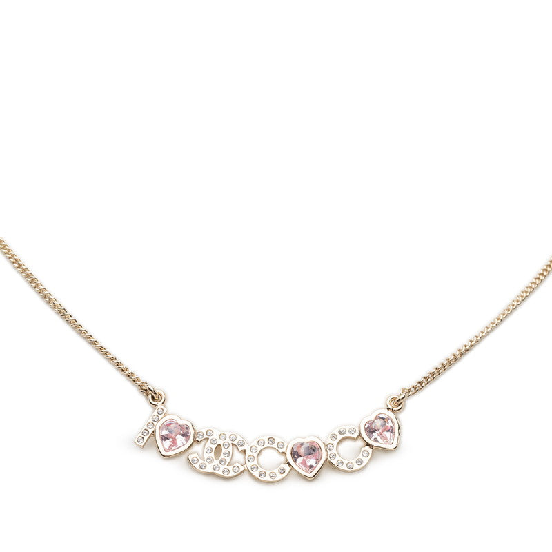 シャネル ハート ココマーク ネックレス ゴールド メッキ ラインストーン ビジュー レディース CHANEL 【中古】