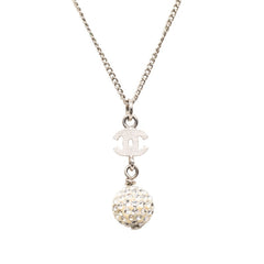 シャネル ココマーク ボールモチーフ ネックレス B11P シルバー メタル ラインストーン レディース CHANEL 【中古】