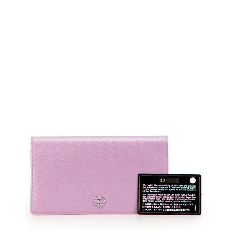 シャネル ココボタン 長財布 パープル レザー レディース CHANEL 【中古】