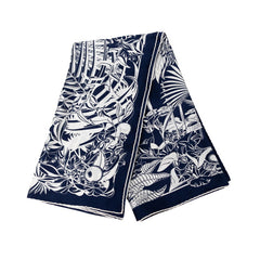 エルメス カレ90 FLAMINGO PARTY フラミンゴ パーティー スカーフ ネイビー ホワイト シルク レディース HERMES 【中古】