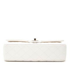 シャネル ココマーク マトラッセ25 ダブルフラップ チェーン ショルダーバッグ ホワイト キャビアスキン レディース CHANEL 【中古】
