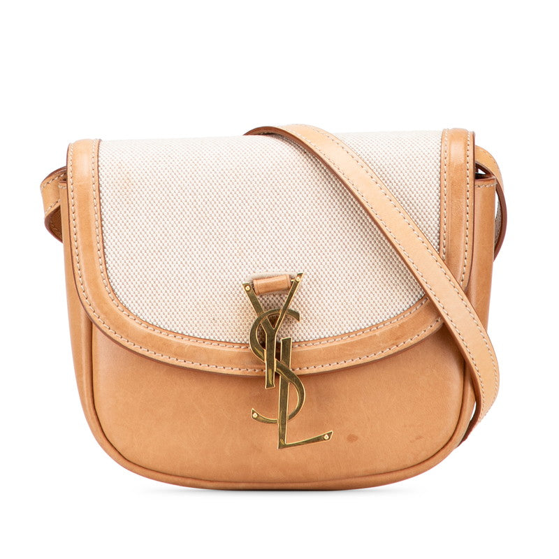サンローラン YSLロゴ カイア ショルダーバッグ 619740 ベージュ ブラウン キャンバス レザー レディース SAINT LAURENT 【中古】