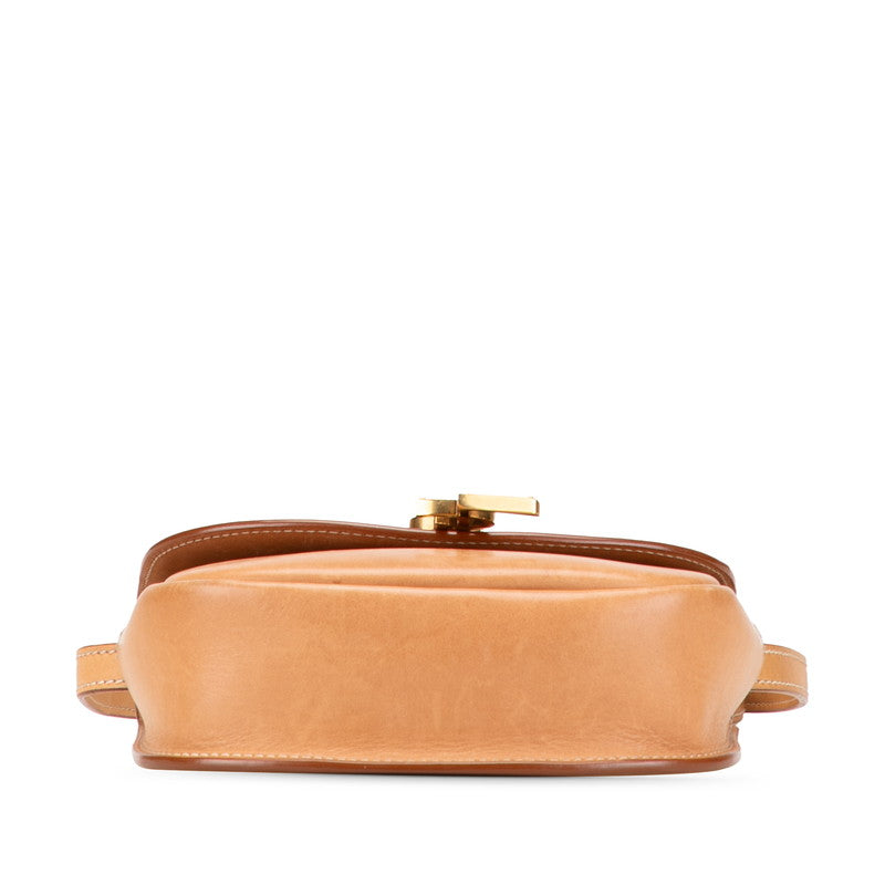 サンローラン YSLロゴ カイア ショルダーバッグ 619740 ベージュ ブラウン キャンバス レザー レディース SAINT LAURENT 【中古】