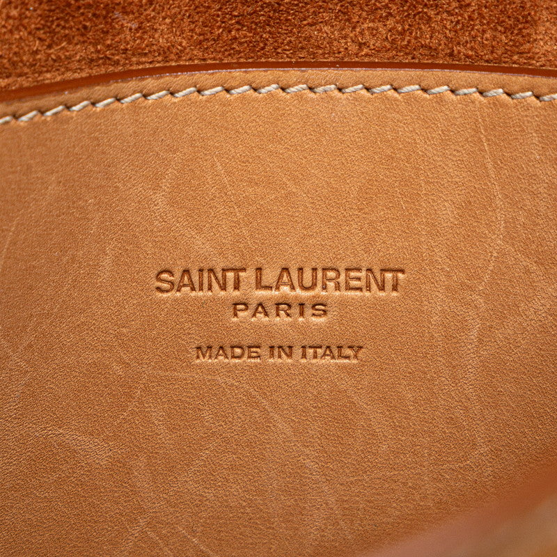 サンローラン YSLロゴ カイア ショルダーバッグ 619740 ベージュ ブラウン キャンバス レザー レディース SAINT LAURENT 【中古】