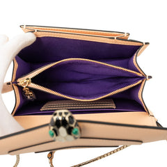 ブルガリ セルペンティ フォーエバー チェーン ショルダーバッグ ベージュ系 レザー レディース BVLGARI 中古