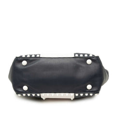 ヴァレンティノ ロックスタッズ ハンドバッグ ショルダーバッグ 2WAY ネイビー ホワイト レザー レディース VALENTINO 中古