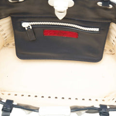 ヴァレンティノ ロックスタッズ ハンドバッグ ショルダーバッグ 2WAY ネイビー ホワイト レザー レディース VALENTINO 中古