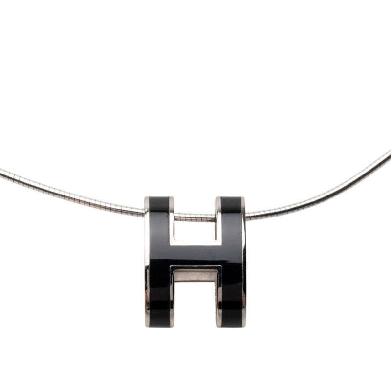 エルメス ポップアッシュ ポップH ペンダント ネックレス シルバー ブラック メタル SV925 シルバー レディース HERMES 【中古】