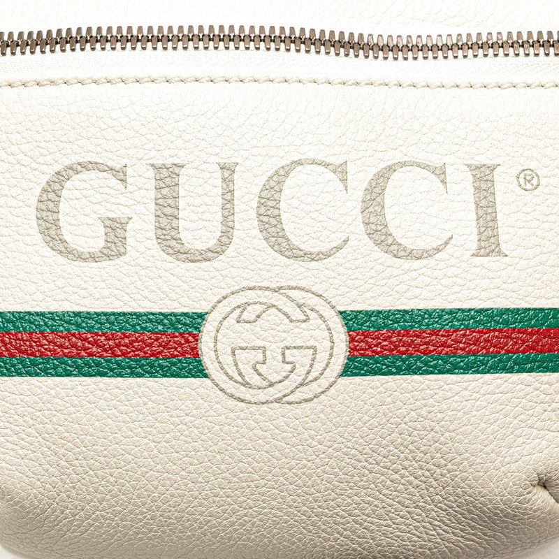 グッチ ロゴプリント ウエストバッグ ボディバッグ 527792 ホワイト マルチカラー レザー レディース GUCCI 【中古】