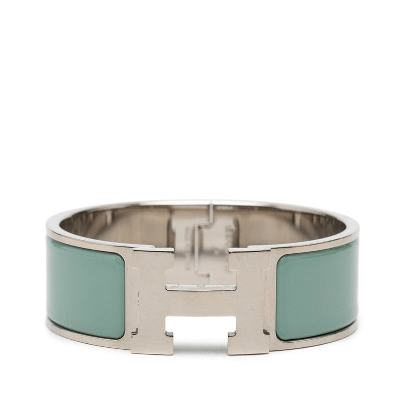 エルメス クリッククラックH PM ブレスレット シルバー ライトブルー メタル エナメル レディース HERMES 【中古】