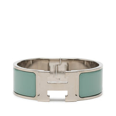 エルメス クリッククラックH PM ブレスレット シルバー ライトブルー メタル エナメル レディース HERMES 【中古】