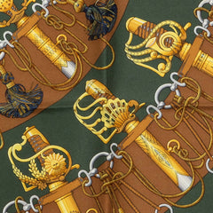 エルメス カレ45 Cliquetis クリケティス スカーフ カーキ マルチカラー シルク レディース HERMES 中古