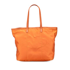 プラダ ロゴジャガード トートバッグ ハンドバッグ BR4634 オレンジ ナイロン レザー レディース PRADA 【中古】
