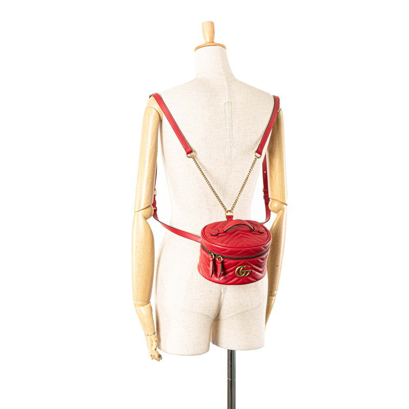 グッチ GGマーモント バニティバッグ リュック バックパック 598594 レッド レザー レディース GUCCI 【中古】