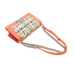 シャネル ボーイシャネル ショルダーバッグ オレンジ マルチカラー ツイード レザー レディース CHANEL 【中古】