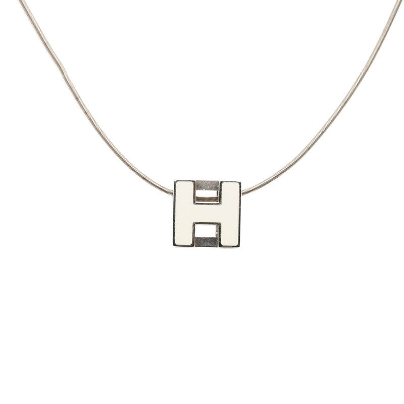 エルメス カージュドアッシュ Hキューブ ネックレス シルバー ホワイト メタル レディース HERMES 中古