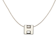 エルメス カージュドアッシュ Hキューブ ネックレス シルバー ホワイト メタル レディース HERMES 中古