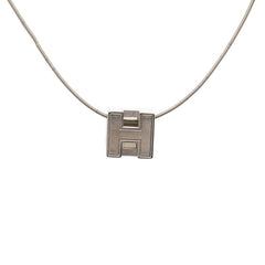エルメス カージュドアッシュ Hキューブ ネックレス シルバー ホワイト メタル レディース HERMES 中古