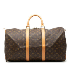 ルイ ヴィトン モノグラム キーポル50 ボストンバッグ トラベルバッグ M41426 ブラウン PVC レザー レディース LOUIS VUITTON 【中古】