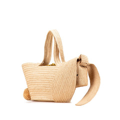 ロエベ バニー バスケット かごバッグ ハンドバッグ A223S17X01 ベージュ イエロー ラフィア レザー レディース LOEWE 【中古】
