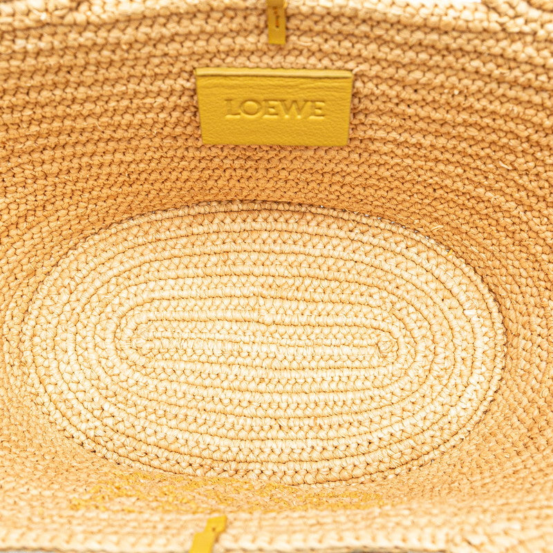 ロエベ バニー バスケット かごバッグ ハンドバッグ A223S17X01 ベージュ イエロー ラフィア レザー レディース LOEWE 【中古】