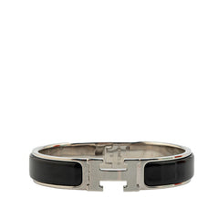 エルメス クリックH PM ブレスレット シルバー ブラック メタル レディース HERMES 【中古】
