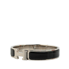 エルメス クリックH PM ブレスレット シルバー ブラック メタル レディース HERMES 【中古】