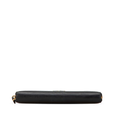 プラダ 三角ロゴプレート 長財布 ラウンドファスナー ブラック レザー レディース PRADA 【中古】