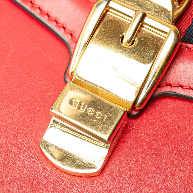 グッチ シルヴィ シェリーライン ハンドバッグ ショルダーバッグ 2WAY 431665 レッド レザー レディース GUCCI 【中古】